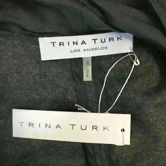 Trina Turk Black & Gray Mixed Media Open Front Drape Jacket - Picture 6 of 7